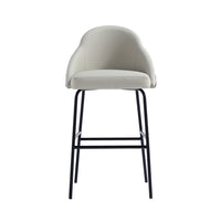 Manhattan Comfort Gracie 22" Modern Leatherette Upholstered Barstool - Stone and Black-Modern Barstool with Backseat Perfect for Bar and Kitchen Use