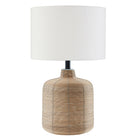 Hudson&Canal - Lampe de table Jolina 52 cm de haut, petite, en rotin avec abat-jour en tissu - Rotin naturel/blanc-Design côtier pour votre salon, votre espace de travail ou votre table de chevet
