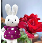 Just Dutch Miffy - Jouet en peluche de lapin fait à la main - Robe violette tulipe-Fabriquée par des artisans talentueux utilisant 100 pour cent de coton doux de haute qualité pour un toucher luxueux