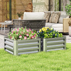 Outsunny Raised Garden Bed with Galvanized Steel Frame - 23.5" L x 23.5" W x 12" H - Silver - 2 Pack-Open bottom design makes it great for long rooted plants 