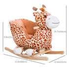Qaba - Cheval à bascule pour bébé, design girafe, chaise à bascule en peluche - brun-Équipé d'un guidon avant facile à saisir, de repose-pieds et d'une ceinture de sécurité pour plus de sécurité 