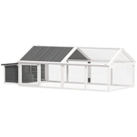 Pawhut 30" H Large Chicken Run with Nesting Box - White-Large run offers over large space for four to eight chickens 