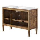Modway Elysian 48" Wood Double Sink Bathroom Vanity - White/Brown-Burl Wood Veneer