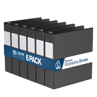 Davis Group Premium Economy Binder - D Ring - 2" - Black - 6 Pack-3 Ring Binder