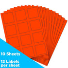 JAM Paper Square Address Labels, 2 x 2, Neon Red, 240 Pack-Neon Red