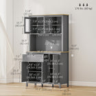 HOMCOM - Armoire de cuisine 71 po avec étagères réglables et porte en verre - gris-Tiroirs coulissants en métal lisse, faciles à ouvrir et à fermer 