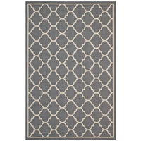 Modway Avena Moroccan Quatrefoil Trellis Indoor/Outdoor Area Rug - 5 ft W x 8 ft L - Grey/Beige-Moroccan Quatrefoil Trellis Area Rug