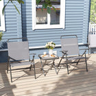 Outsunny Folding Bistro Set with Adjustable Backs - Grey-Breathable mesh fabric provides cool, breathable seating 