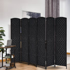 HOMCOM 6 Panels Hand-Woven Freestanding Room Divider for Home Office - Black-Woven fibre design paper panel for a natural tone and lightweight to move
