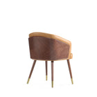 Manhattan Comfort - Lot de 2 chaises de salle à manger modernes Reeva 59 cm, revêtement similicuir, noyer et camel-Capacité de poids : 136 kg Hauteur d’assise : 49,5 cm