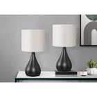 Monarch Specialties 18" H Contemporary Table Lamp - Black Metal / Ivory / Cream Shade - Set Of 2-A convenient on/off rocker switch is attached to the 6ft black cord, accommodating a 60W/120V bulb (not included) to help brighten and add some ambiance in a room