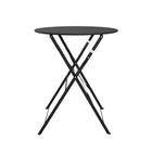 Lausaint Bistro Folding 3-Piece Patio Set - Black-Dimension - Bistro table : Dia23.6 x H28, Foldable patio chairs : 16.5L x 19W x 32.2H. weight Capacity: 200 lbs. (Table), 300 lbs. (Chair). The metal bistro table and chairs set of 2 is covered by a 1-year warranty from the date of purchase.