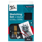 Mont Marte Signature MMGS0057 Sketching 18-Piece Set - Graphite/Charcoal-A compact soft case or wallet keeps sketching essentials together, making this set ideal for travel, classes and outdoor drawing