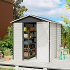 Outsunny Garden Shed - 9' x 6' - Dark Grey-Lock-on door for security, 3 keys included 

