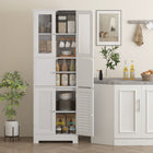 HOMCOM Bathroom Storage Cabinet with Louvred Doors and Adjustable Shelf - White-Suitable for kitchen, study, living room, and other versatile applications