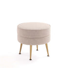 Manhattan Comfort - Bailey pouf capitonné 46 cm style milieu du siècle en mélange de polyester - flocon d’avoine avec pieds dorés-Garantie limitée du fabricant de 30 jours