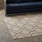 Modway - Linza Treillis Wave Abstract à l’intérieur et à l’extérieur Tapis de comédie 8 pi l x 10 pi L - Beige et gris-Dessous en caoutchouc de prise