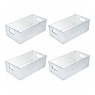 Azar Narrow Storage Tote Bin With Handle - 5.12" x 6.5"x 16.14" - Clear - 4 Pack-Narrow design fits easily into shelves, cabinets, and tight storage areas