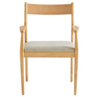 Modway Solara Fabric Wood Dining Armchairs - Natural/Heathered Weave Beige - 2 Pack-9