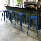 Flash Furniture - Tabouret de bar en métal vieilli bleu antique de 30 po haut.-S'empile jusqu'à 10 chaises de hauteur
