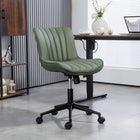 HOMCOM Armless 360-Degree Swivel Computer Desk Chair - Dark Green-Tilt function enables smooth rocking for increased relaxation