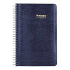 Blueline 2027 Daily Planner with Spiral Binding and Soft Lizard-Like Cover - 8" x 5" - Blue - Bilingual-Appointment schedule from 7:00 a.m. to 7:30 p.m. in 30-minute intervals, for full week