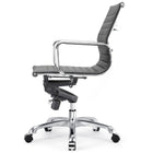 Plata Import Antoni Office Chair Leather Upholstery Low Back Adjustable Height Metal Frame - Black-Seat 20" W x 18 " D; Back 19.75-17.5" H