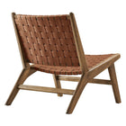 Modway - Saoirse Cuir Fauteuil lounge d’accent en bois - Brun noyer-Assemblée requise