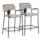 Zuo Couva Counter Stool - Grey Tweed - Set of 2-Armrest support