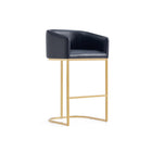 Manhattan Comfort - Louvre tabouret de bar moderne du milieu du siècle de 21" en similicuir noir et or titane-10