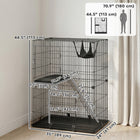 PawHut 2-Tier Cat Cage Indoor with Hammock - Cushions for 1-2 Kittens-Strong steel construction keeps your feline friend secure
