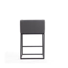 Manhattan Comfort - Tabouret de comptoir Embassy 52 cm style milieu du siècle moderne, revêtement en similicuir gris et noir, lot de 2-21 po L x 22 po l x 34 po H