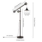 Hudson&Canal Descartes Wide Brim/Pulley System Floor Lamp with Metal Shade - Blackened Bronze/Blackened Bronze-Clean with a soft, dry cloth and no harsh chemicals or abrasive cleaning materials