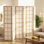 HOMCOM 6 Panel Freestanding Room Divider for Bedroom - Natural and White-Pine wood frame and non-woven fabric for a minimalist look 
