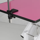PawHut - Table de Toilette Réglable en Hauteur pour Chiens - Rose-Le cadre et la base sont en tube d’acier avec une finition blanche