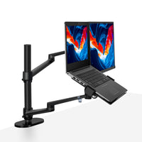 ShoppingAll - Support convertible 2-en-1 pour écran et ordinateur portable - Noir-Peut accueillir un écran 15"-32" et un ordinateur portable 12"-17" OU peut être utilisé pour deux écrans 15"-32". Chaque bras peut supporter jusqu'à 17,6lb/8kg d'ordinateur portable ou d'écran avec des trous de montage VESA de 75mm x75mm ou 100mm x 100mm.