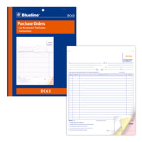 Blueline − Carnet de bons de commande DC63 en anglais − 50 en trois exemplaires-Carnet à copies multiples avec couverture souple bleue
