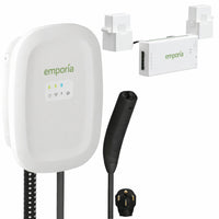 Emporia Classic Level 2 40A NEMA Plug NACS/TESLA EV Charger and Vue 3 2-Phase Load Management Bundle - White-Powersmart load management automatically adjusts ev charging rate to keep total electrical usage within system limits while allowing the sum of breakers to exceed panel service rating for optimized energy distribution