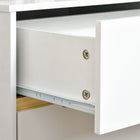 HOMCOM - Table de chevet moderne avec 2 tiroirs et pieds en bois massif - blanc-Assemblage requis