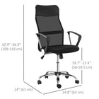 HOMCOM - Fauteuil de bureau exécutif en maille à haut dossier - noir-Fonction d’inclinaison pour faire une pause et étirer le dos