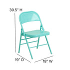 Flash Furniture HERCULES ColourBURST Series Tantalizing Teal Triple Braced & Double-Hinged Metal Folding Chair-Riveted Steel Components
