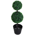 Outsunny 2 Ball Topiary Tree - Dark Green-Beautiful artificial two-ball tree design plant 