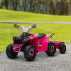 Aosom Kids 6V Battery Powered Ride-on ATV with Back Trailer - Pink-Forward, backward, and foot pedal to provide a realistic riding experience 