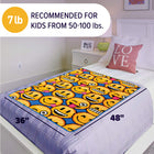Bell+Howell Kids Weighted Blanket - 7 lb. - Emoji-NON TOXIC and FIXED, Inner layer composed of non toxic, odorless, hypoallergenic glass beads. Glass beads are fixed and do not roll to one side of the blanket.