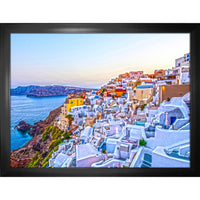 Santorini Greece Oia Houses - Framed Canvas - 35" x 27"-High-quality art print professionally matted and framed