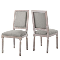 Modway Court Upholstered Fabric Dining Side Chair - Light Grey - 2 Pack-Vintage French Dining Side Chair