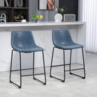 HOMCOM Counter Height Bar Stools with Back - Dark Blue - 2 Pack-Footrest for a relaxed posture
