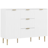 HOMCOM 47.2" L Sideboard Buffet Cabinet - White-Metal legs, gold handles and fluted panel design give it a modern look