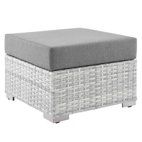 Modway Convene Outdoor Patio Ottoman - Light Grey-Synthetic Rattan Weave