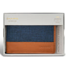 Champs - Portefeuille Bi-Fold en Cuir Denim - Beige/Bleu-6 fentes pour cartes de crédit
